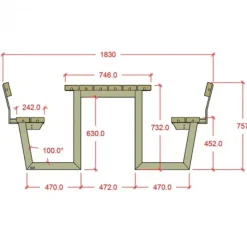 Outlet Plus Danmark Picknicktafel vuren geimpregneerd - Wega - 177 cm