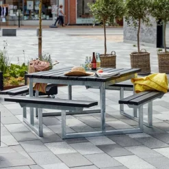 Online Plus Danmark Picknicktafel vuren geimpregneerd - Twist - vierkant gegrond zwart