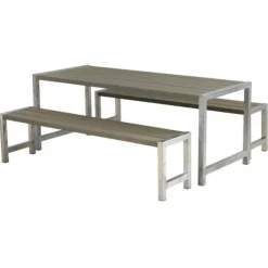 Online Plus Danmark Picknicktafel vuren geimpregneerd - Plankesaet - grijsbruin