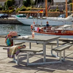 Outlet Plus Danmark Picknicktafel vuren geimpregneerd - Twist - vierkant gegrond grijsbruin