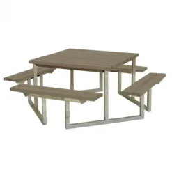 Outlet Plus Danmark Picknicktafel vuren geimpregneerd - Twist - vierkant gegrond grijsbruin