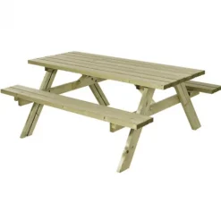 New Plus Danmark Picknicktafel vuren geimpregneerd - Opklapbare zitting - 155 x 177 x 71 cm
