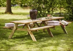 Online Plus Danmark Picknicktafel vuren geimpregneerd - Opklapbare zitting 149 x 300 x 71 cm