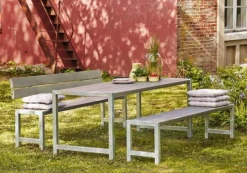 Discount Plus Danmark Planken tafel vuren geimpregneerd - Plankesaet grijsbruin 77 x 186 x 72 cm