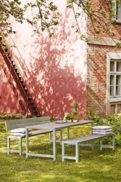 Discount Plus Danmark Planken tafel vuren geimpregneerd - Plankesaet grijsbruin 77 x 186 x 72 cm