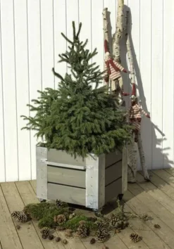 New Plus Danmark Plantenbak vuren geimpregneerd - Cubic grijsbruin 46 x 50 x 45 cm