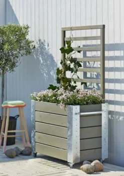 Best Plus Danmark Plantenbak vuren geïmpregneerd - Cubic roomdivider grijsbruin 87 x 50 x 155 cm