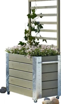 Best Plus Danmark Plantenbak vuren geïmpregneerd - Cubic roomdivider grijsbruin 87 x 50 x 155 cm