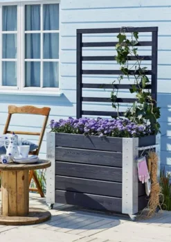 Sale Plus Danmark Plantenbak vuren geïmpregneerd - Cubic roomdivider zwart 87 x 50 x 155 cm