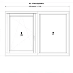 Discount TrendHout RKC Meranti wit - draai/kiep LD + vast - 154,8 x 107,4 cm