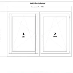 Sale TrendHout RKC Meranti wit - 2x draai/kiep LD + RD - 154,8 x 107,4 cm