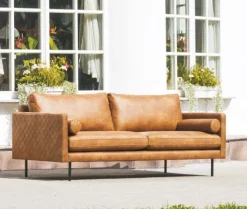 Clearance HomingXL Rolkussens Daisy - leer Colorado cognac 03 (2 stuks)