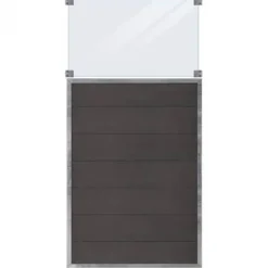 Plus Danmark Schutting composiet & glas in stalen frame - Futura recht antraciet (90 x 180 cm)
