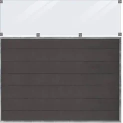 Online Plus Danmark Schutting composiet & helder glas in stalen frame - Futura recht antraciet