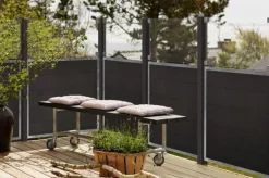 Online Plus Danmark Schutting composiet & helder glas in stalen frame - Futura recht antraciet