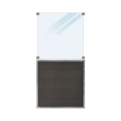 Best Plus Danmark Schutting composiet & mat glas in stalen frame - Futura recht antraciet (90 x 180 cm)