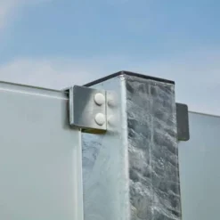 Best Plus Danmark Schutting composiet & mat glas in stalen frame - Futura recht antraciet (90 x 180 cm)