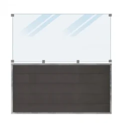 Online Plus Danmark Schutting composiet & mat glas in stalen frame - Futura recht antraciet (180 x 180 cm)