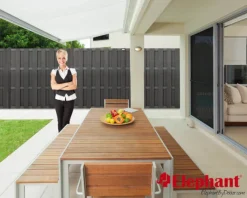 Hot Elephant Schutting composiet Basic antraciet met antraciet aluminium frame (180 x 180 cm)