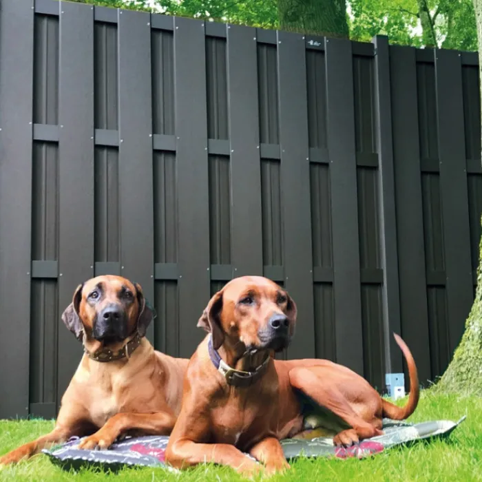 Hot Elephant Schutting composiet Basic antraciet met antraciet aluminium frame (180 x 180 cm)