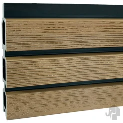 Best Elephant Schutting composiet co-ex Triple Rhombus Oak & Black met zwarte profielen (180 x 180 cm)