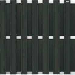 Elephant Schutting composiet Design antraciet met blank aluminium frame (180 x 180 cm)