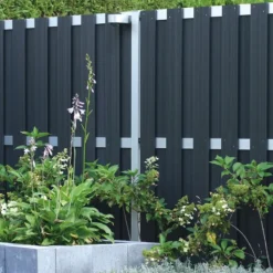 Discount Elephant Schutting composiet Design antraciet met blank aluminium frame (180 x 180 cm)