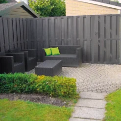 Sale Elephant Schutting composiet Design antraciet met antraciet aluminium frame (180 x 180 cm)