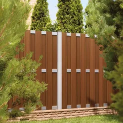 Outlet Elephant Schutting composiet Design bruin met blank aluminium frame (180 x 180 cm)