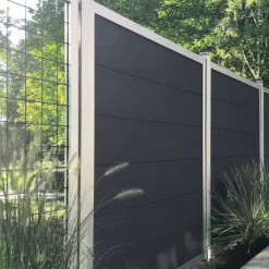 Online Elephant Schutting composiet Forte antraciet met blank aluminium kader (90 x 180 cm)