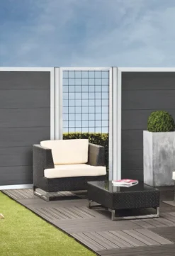 Online Elephant Schutting composiet Forte antraciet met blank aluminium kader (90 x 180 cm)