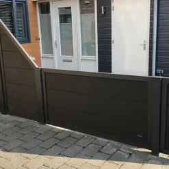 Discount Elephant Schutting composiet Forte antraciet met antraciet aluminium kader (180 x 180 cm)