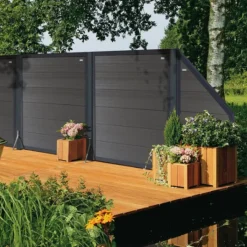 Best Elephant Schutting composiet Forte antraciet met antraciet aluminium kader (180 x 180 cm)