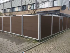 Online Elephant Schutting composiet Forte bruin met blank aluminium kader (180 x 180 cm)