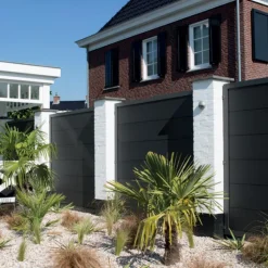 Sale Elephant Schutting composiet Forte antraciet met antraciet aluminium kader (90 x 180 cm)