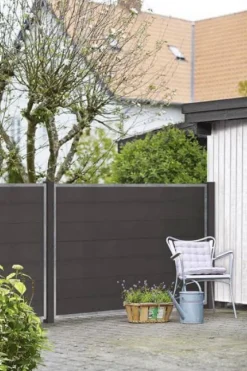 Sale Plus Danmark Schutting composiet in stalen frame - Futura recht antraciet (90 x 127 cm)