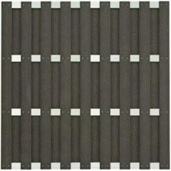 C-Wood Schutting composiet Milaan antraciet met blank aluminium frame (180 x 180 cm)
