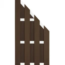 New C-Wood Schutting composiet schuin Bari oudbruin met blank aluminium frame rechts (90 x 180/93 cm)