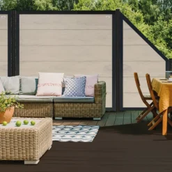 Hot Elephant Schutting composiet schuin Forte betongrijs met antraciet aluminium kader (90 x 180/93 cm)