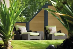 Best Elephant Schutting composiet schuin Forte teakkleur met antraciet aluminium kader (90 x 180/93 cm)