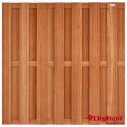 New Elephant Schutting FSC hardhout kempas recht 14L rvs (180 x 180 cm) v-groef schermdikte 4,5 cm