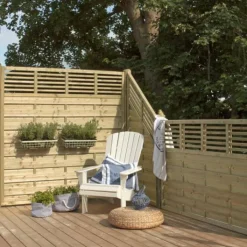 Hot Plus Danmark Schutting met doorkijk vuren - Newline recht groen geimpregneerd (180 x 180 cm) geschaafd