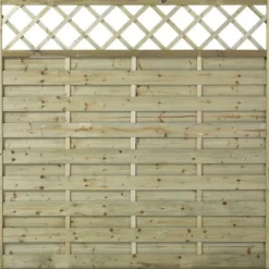 Outlet Plus Danmark Schutting vuren - serie Bergen - recht groen geimpregneerd met trellis