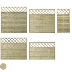 Outlet Plus Danmark Schutting vuren - serie Bergen - recht groen geimpregneerd met trellis