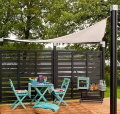 Discount Plus Danmark Schutting vuren - Silence louvre recht zwart (120 x 110 cm)