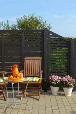 Discount Plus Danmark Schutting vuren - Silence louvre recht zwart (120 x 110 cm)