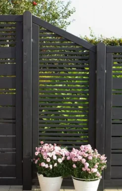 Discount Plus Danmark Schutting vuren - Silence louvre recht zwart (120 x 110 cm)