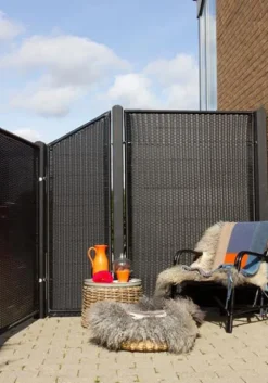 Discount Plus Danmark Schutting wicker - Trend recht zwart (115 x 110 cm)