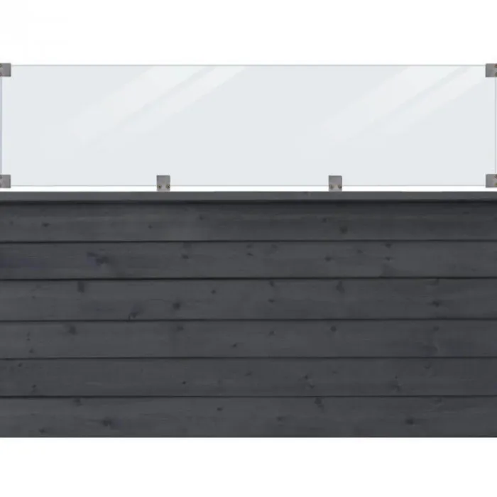 Discount Plus Danmark Schutting zelfbouw vuren Plus Klink met glas zwart (174 x 125 cm)