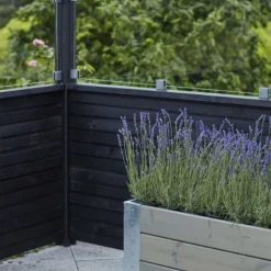 Discount Plus Danmark Schutting zelfbouw vuren - Plank met glas zwart (174 x 125 cm)
